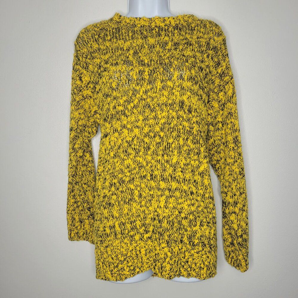 Vintage 90s yellow black grunge punk slight open knit long sleeve sweater Medium